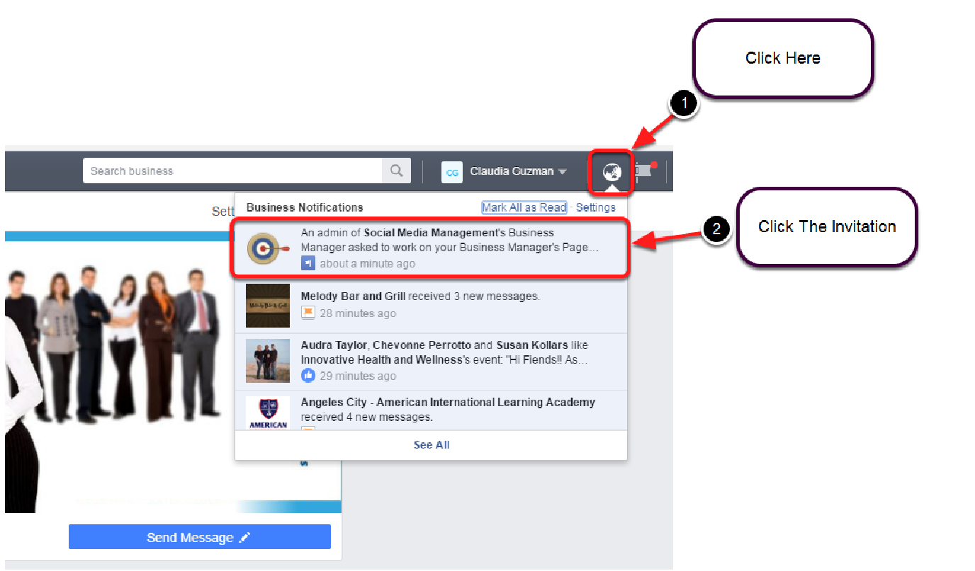 how to accept admin invite facebook page